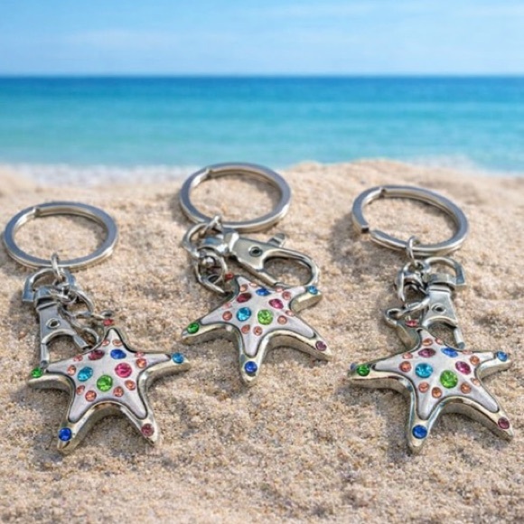 Accessories - 3 Colorful Starfish Keychain Set or bag charm- new in plastic- you get all 3